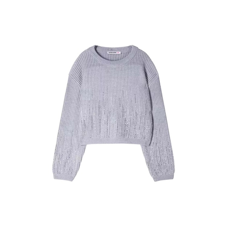 PATRIZIA PEPE Maglione grigio dettagli strass bambina