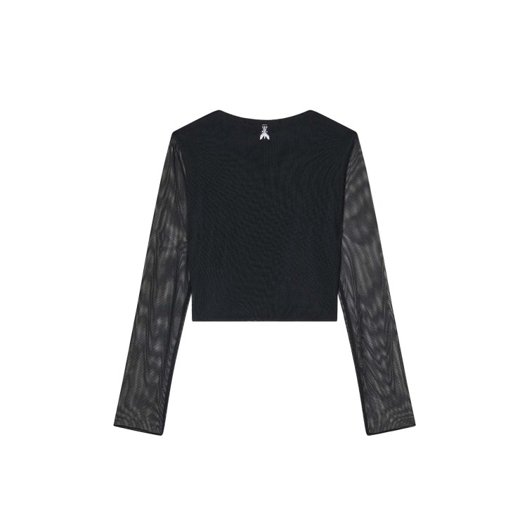 PATRIZIA PEPE T-shirt nera a maniche lunghe con strass bambina