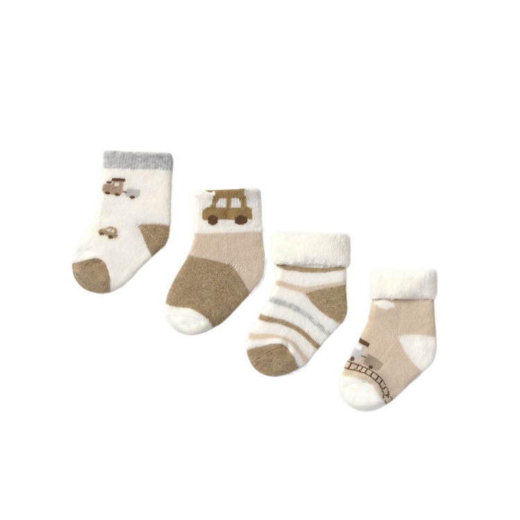 MAYORAL NEWBORN Set 4 calze beige e terra neonato
