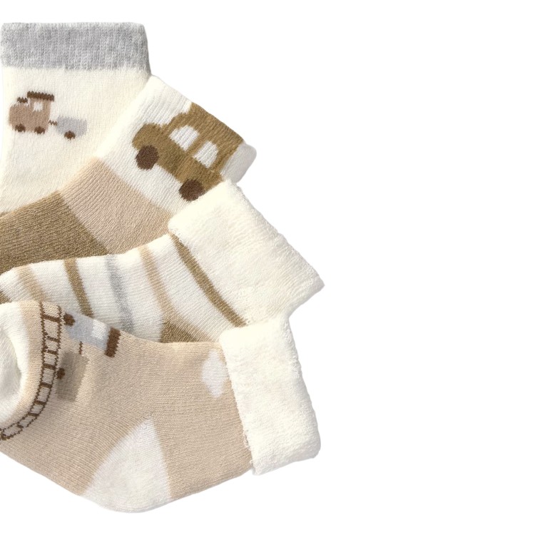 MAYORAL NEWBORN Set 4 calze beige e terra neonato