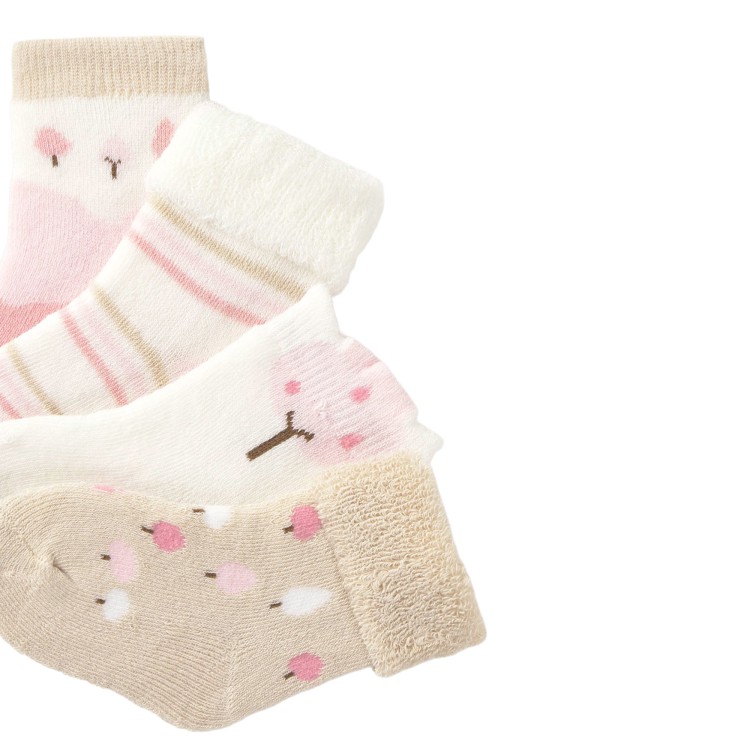 MAYORAL NEWBORN Set 4 calze beige e rosa neonata