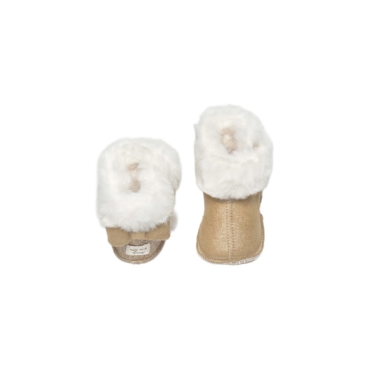 MAYORAL NEWBORN Stivaletti beige con pellicciotto neonata