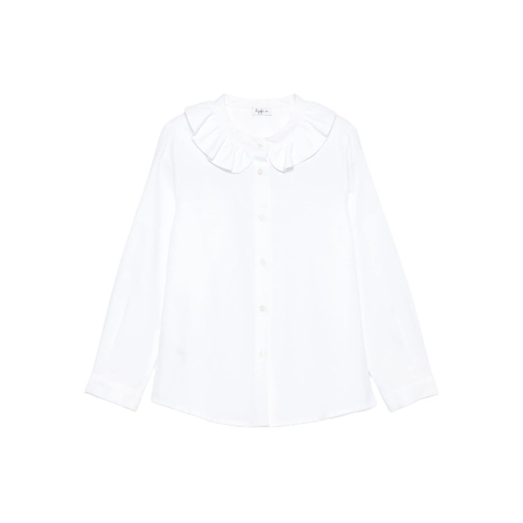 IL GUFO Camicia bianca con volant bambina
