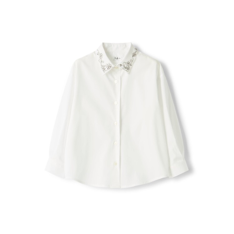 IL GUFO Camicia bianca con ricamo bambina