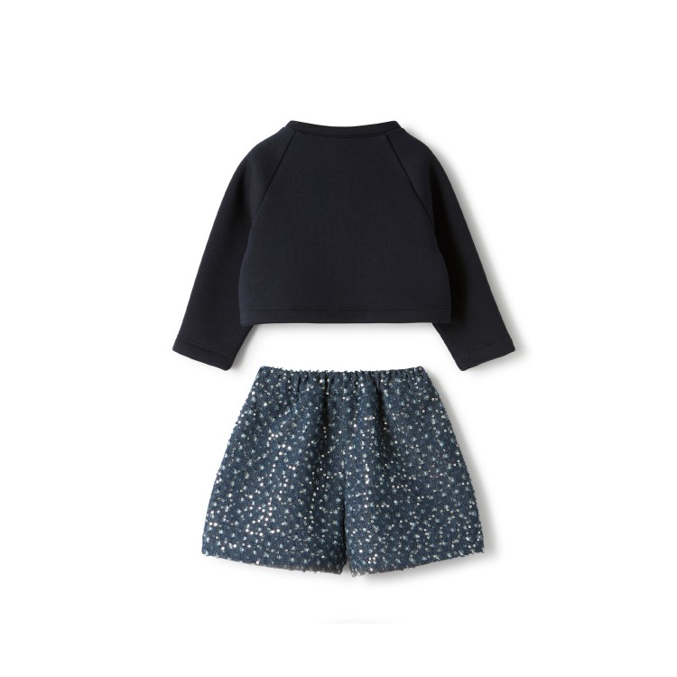 IL GUFO Completo blu navy con felpa e shorts bambina
