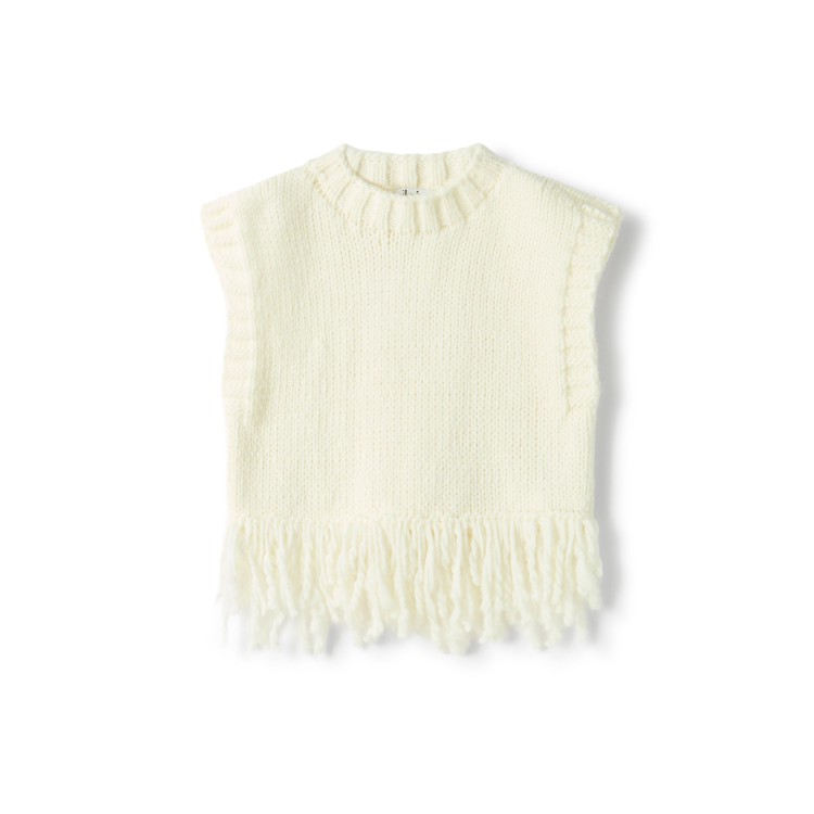IL GUFO Gilet latte con frange bambina