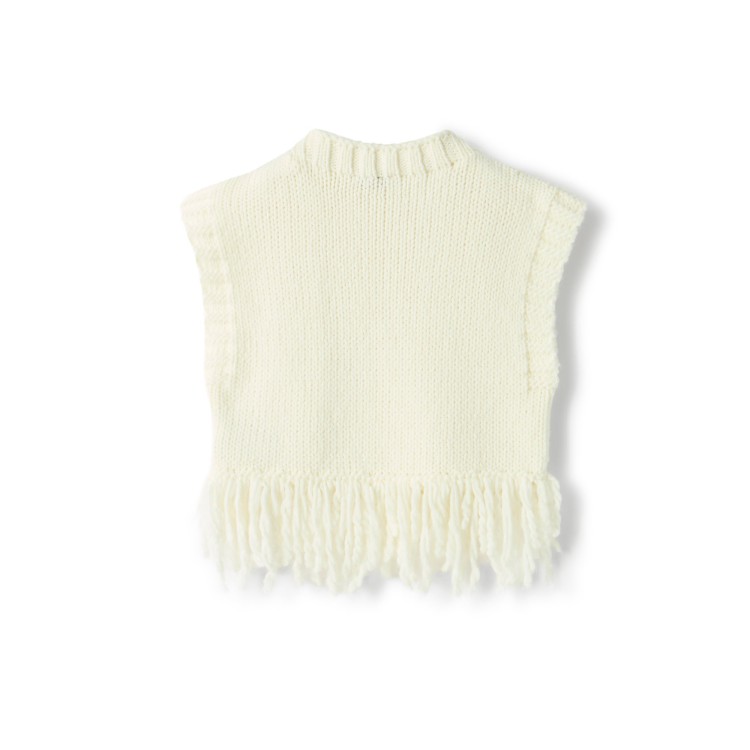 IL GUFO Gilet latte con frange bambina