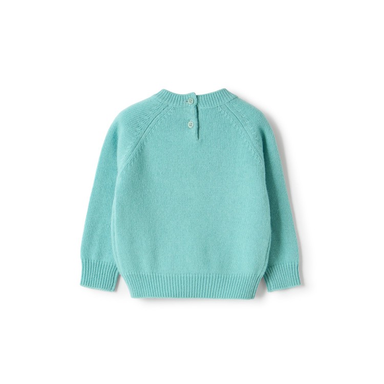 IL GUFO Maglione verde acqua alpaca neonato
