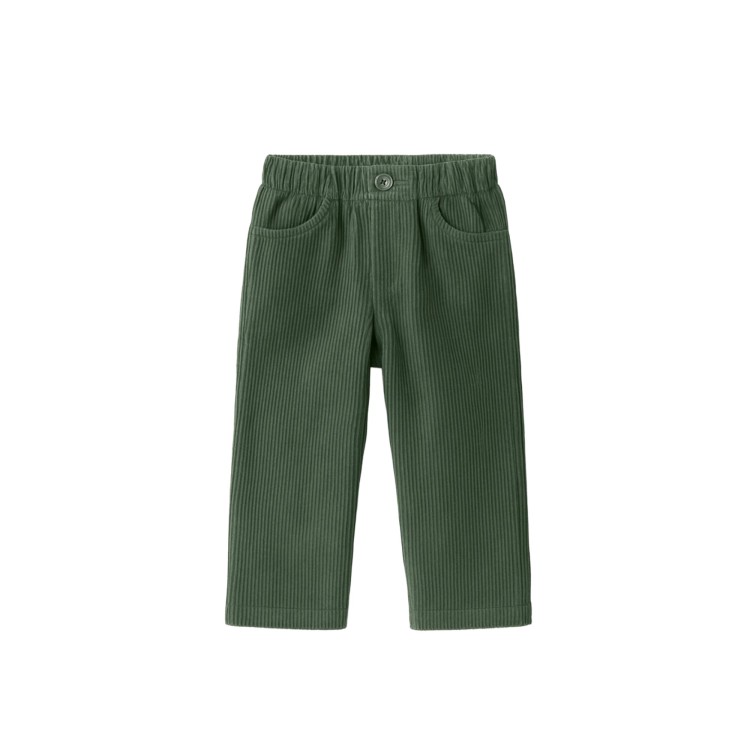 IL GUFO Pantaloni verdi a coste neonato