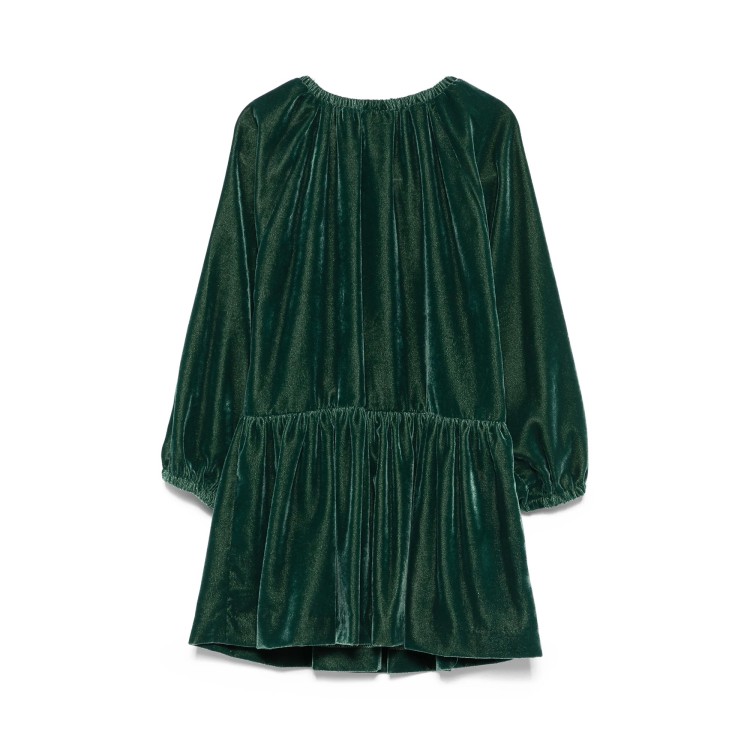 IL GUFO Abito verde bosco in velluto bambina