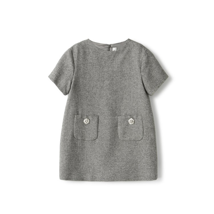 IL GUFO Abito grigio a maniche corte bambina