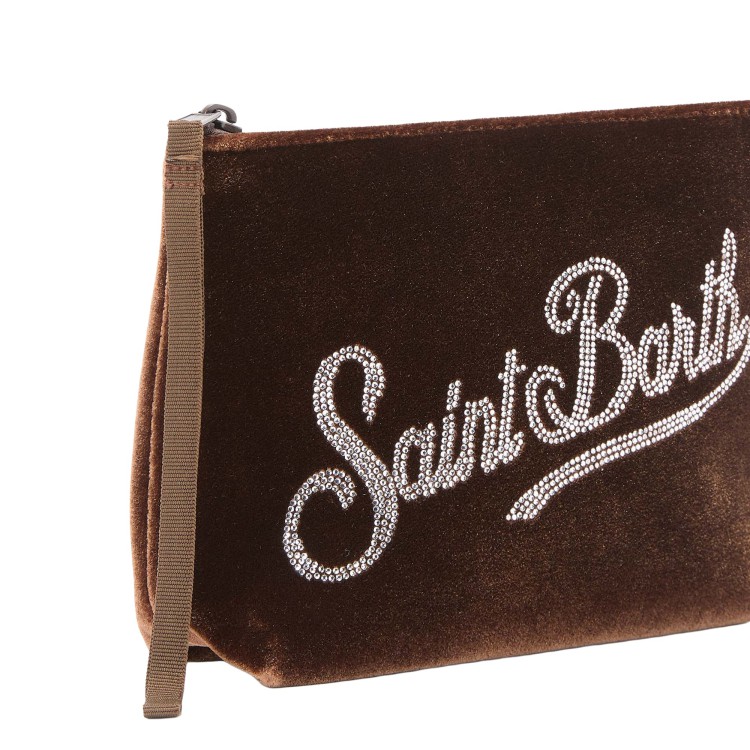 SAINT BARTH Pochette Aline marrone velvet strass bambina