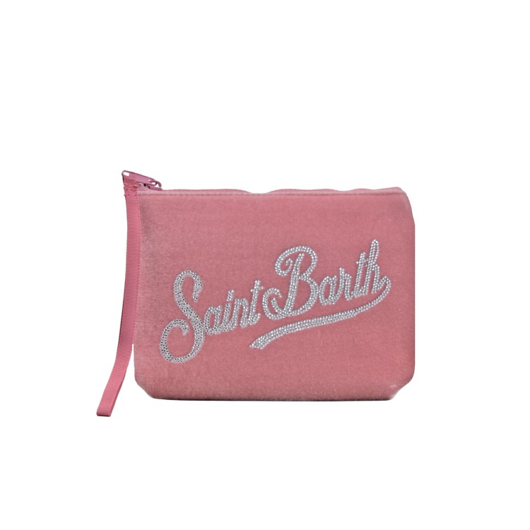 SAINT BARTH Pochette Aline rosa velvet strass bambina