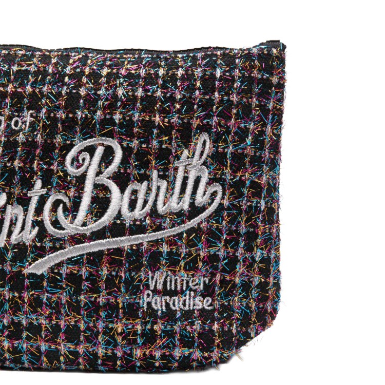 SAINT BARTH Pochette Aline nera in tweed bambina