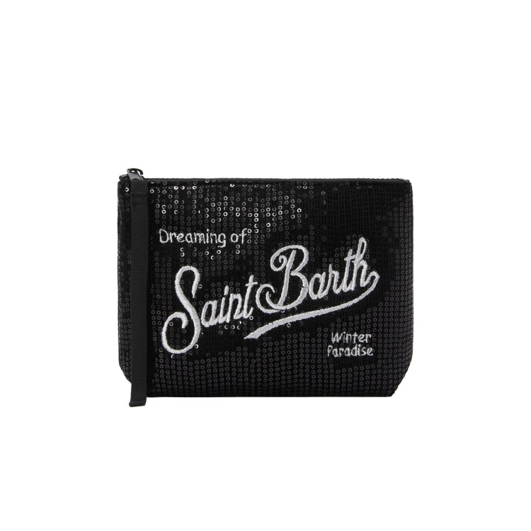SAINT BARTH Pochette Aline nera con paillettes bambina
