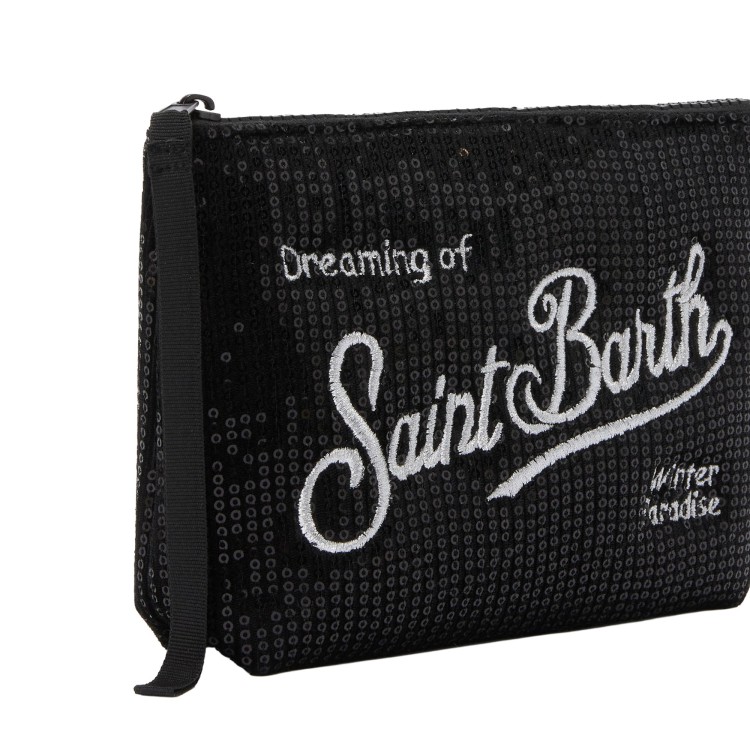 SAINT BARTH Pochette Aline nera con paillettes bambina
