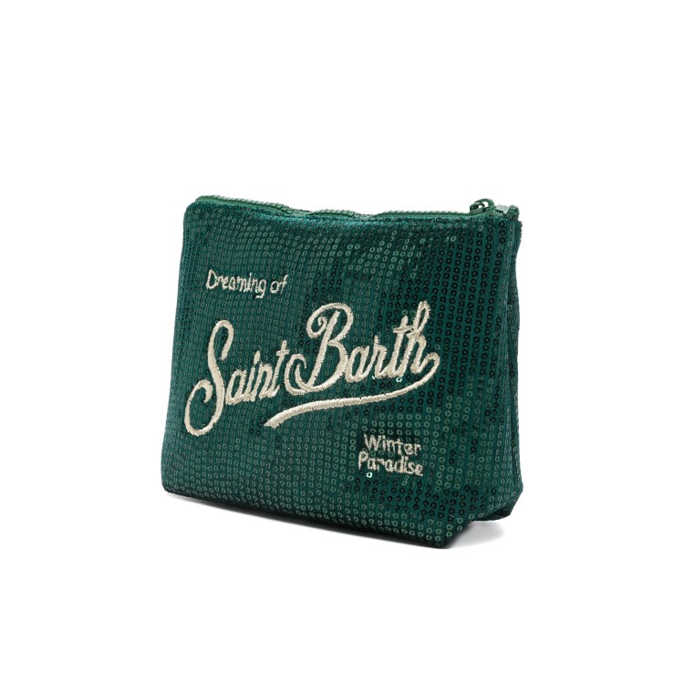 SAINT BARTH Pochette Aline verde con paillettes bambina