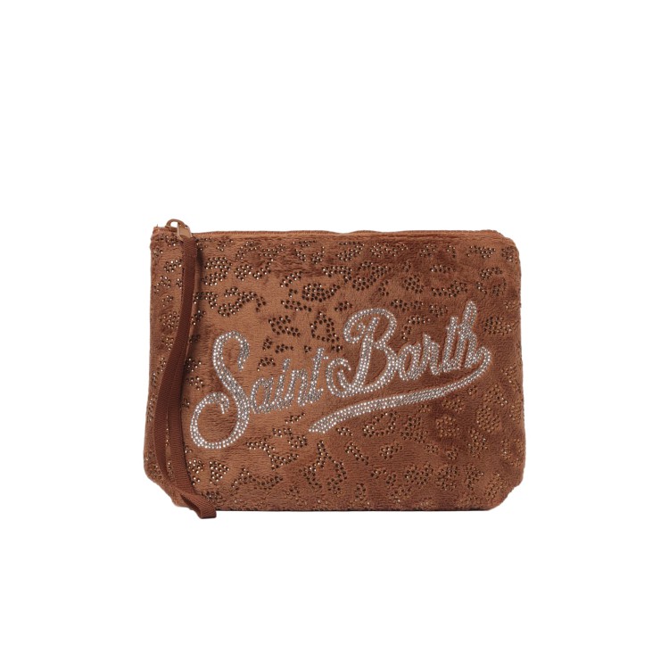 SAINT BARTH Pochette Aline marrone paillettes bambina