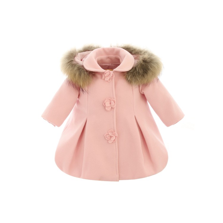 BUFI Cappotto rosa con cappuccio neonata