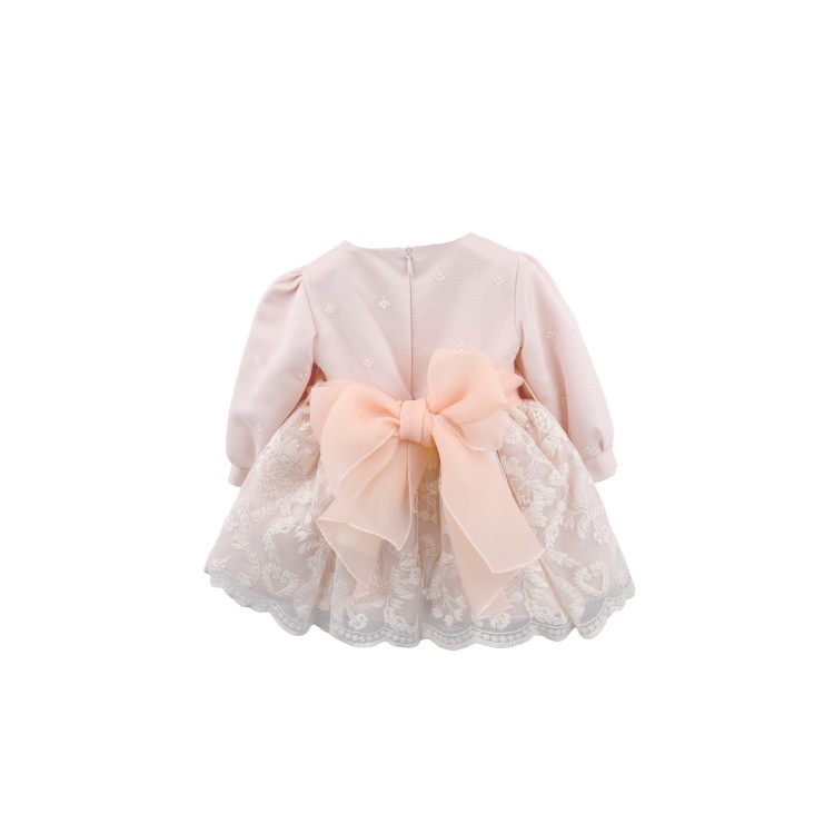 GASTONE Abitino pesca con ricami neonata