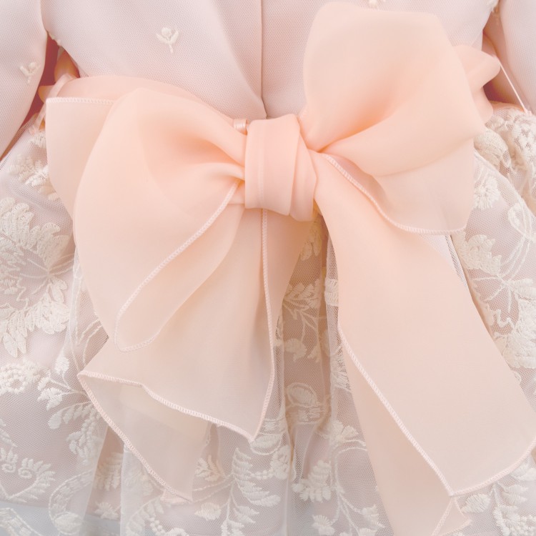 GASTONE Abitino pesca con ricami neonata