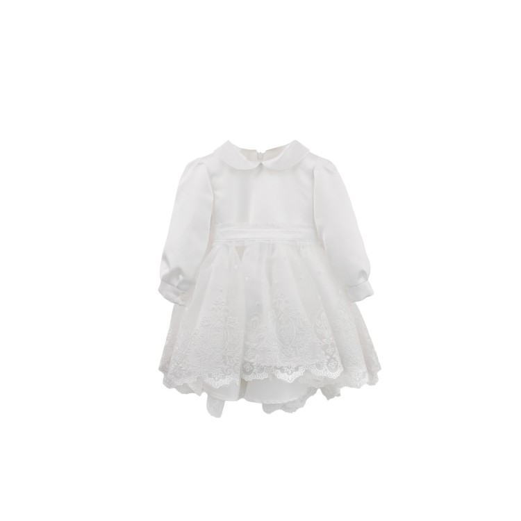 GASTONE Abitino bianco volant lungo neonata