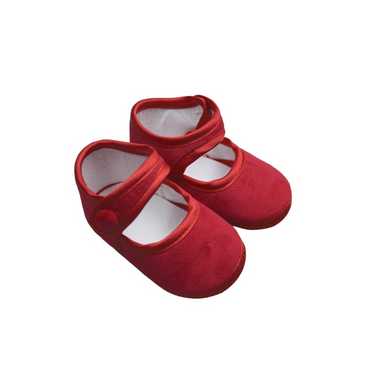 BUFI Scarpine rosse in velluto neonata