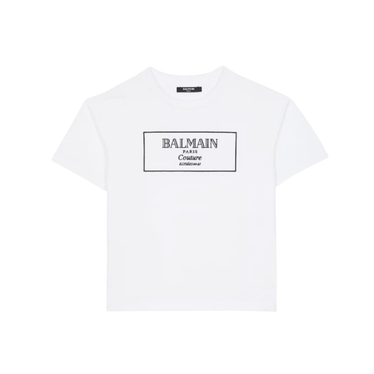 BALMAIN T-shirt bianca con logo bambini