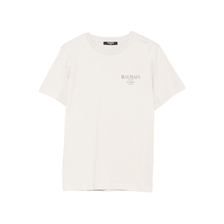 BALMAIN T-shirt beige con logo bambini