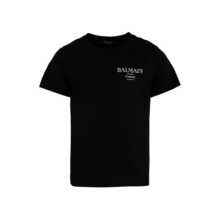 BALMAIN T-shirt nera con logo bambini