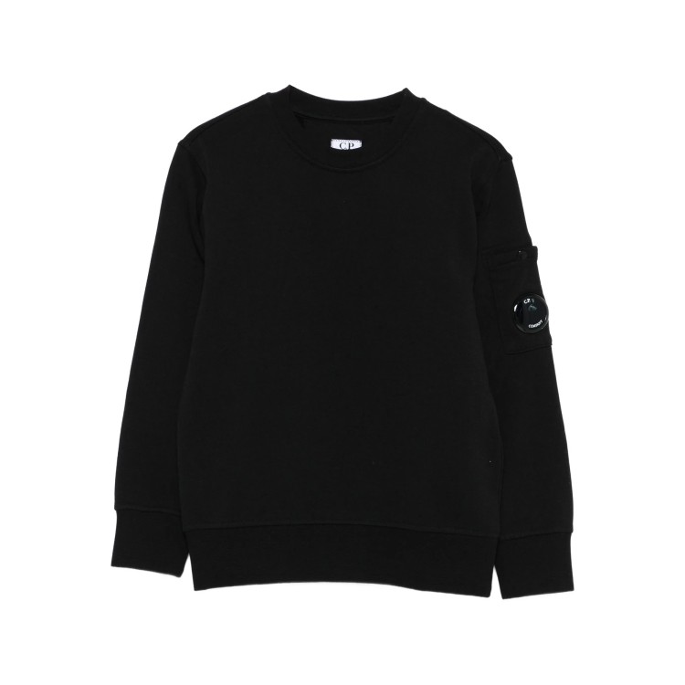 C.P. COMPANY Felpa nera girocollo Lens bambini