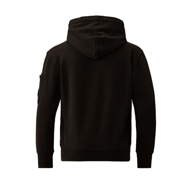C.P. COMPANY Felpa nera Lens con cappuccio bambini