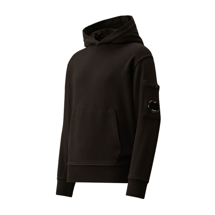 C.P. COMPANY Felpa nera Lens con cappuccio bambini