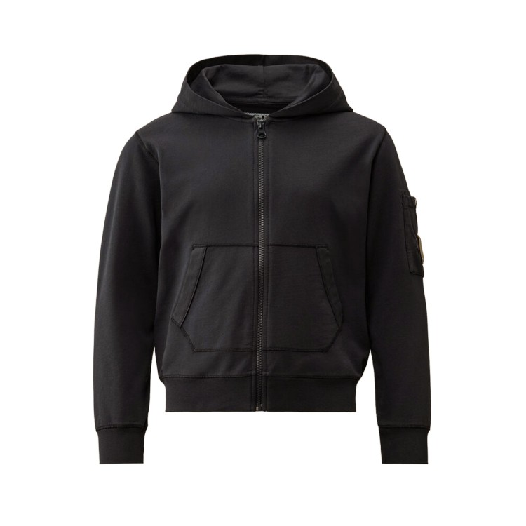 C.P. COMPANY Felpa nera full-zip con cappuccio bambini