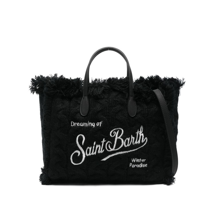 SAINT BARTH Borsa Colette nera in lana a trecce bambina