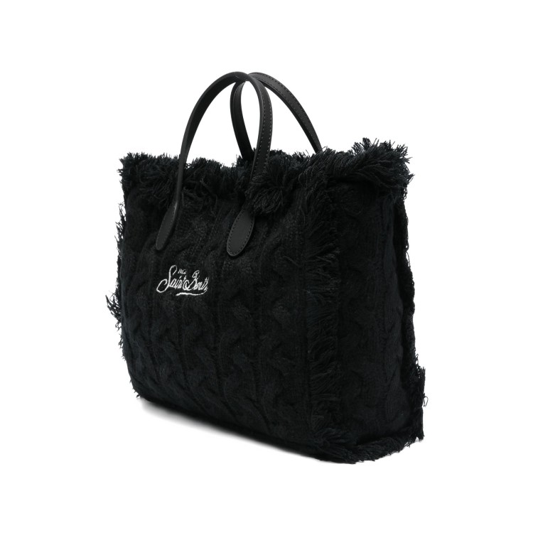 SAINT BARTH Borsa Colette nera in lana a trecce bambina