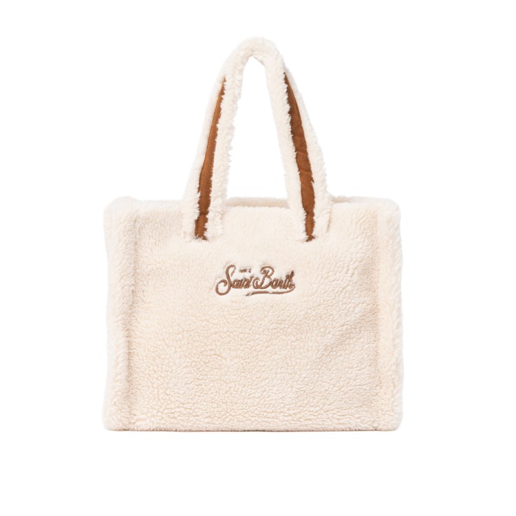 SAINT BARTH Borsa Colette panna teddy maxi logo bambina