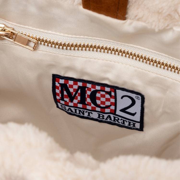 SAINT BARTH Borsa Colette panna teddy maxi logo bambina