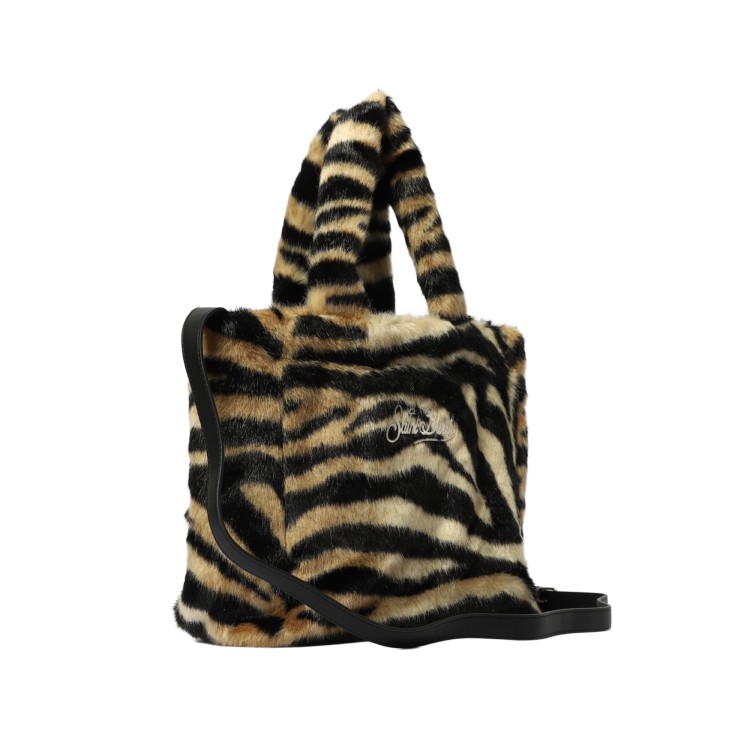SAINT BARTH Borsa Colette zebrata beige pelo bambina