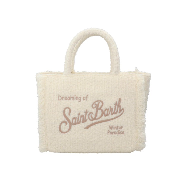 SAINT BARTH Borsa Colette tweed panna bambina