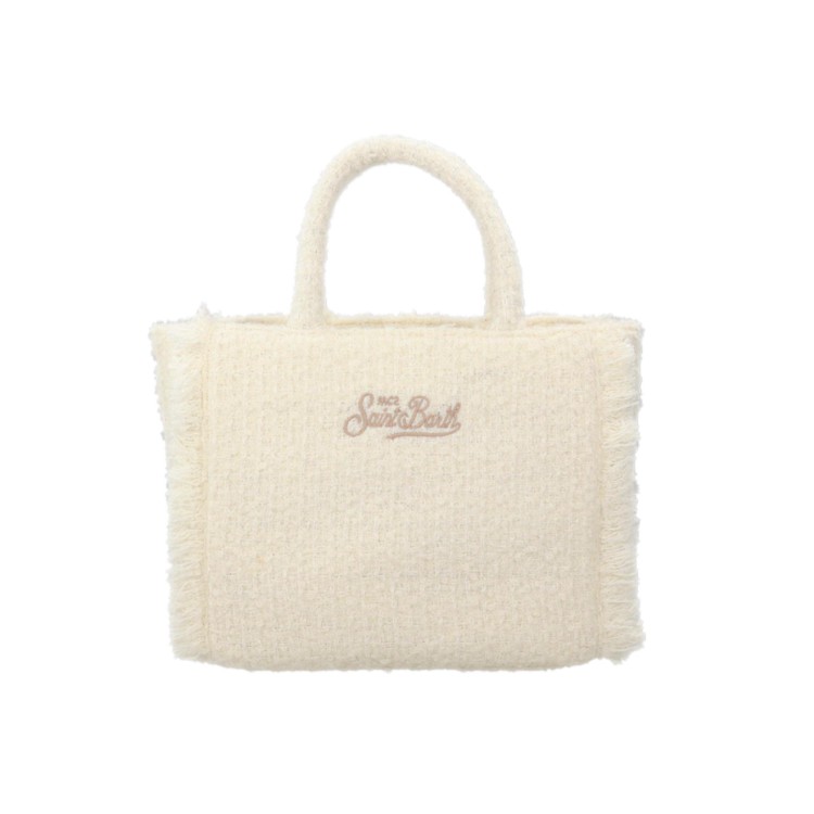 SAINT BARTH Borsa Colette tweed panna bambina