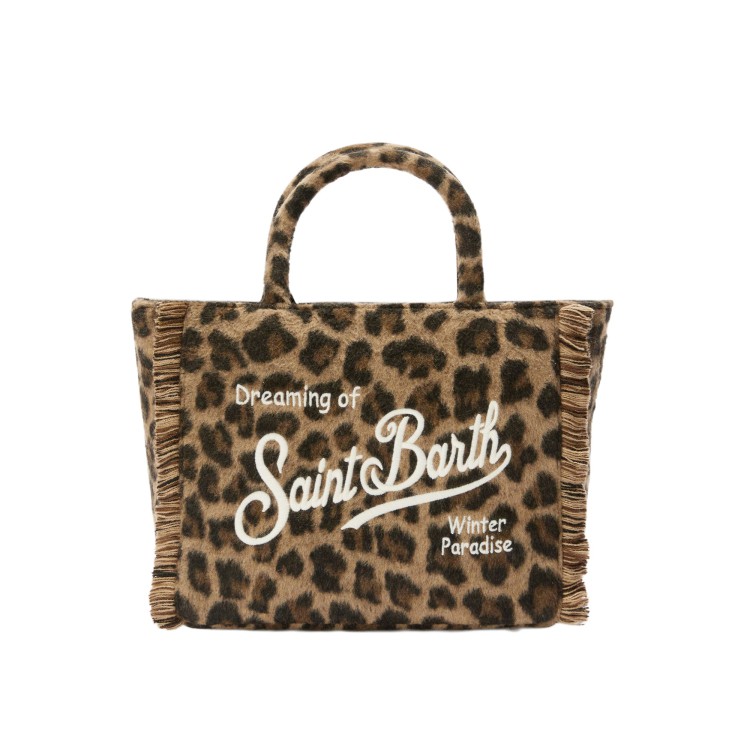 SAINT BARTH Borsa Colette leopardata misto lana bambina