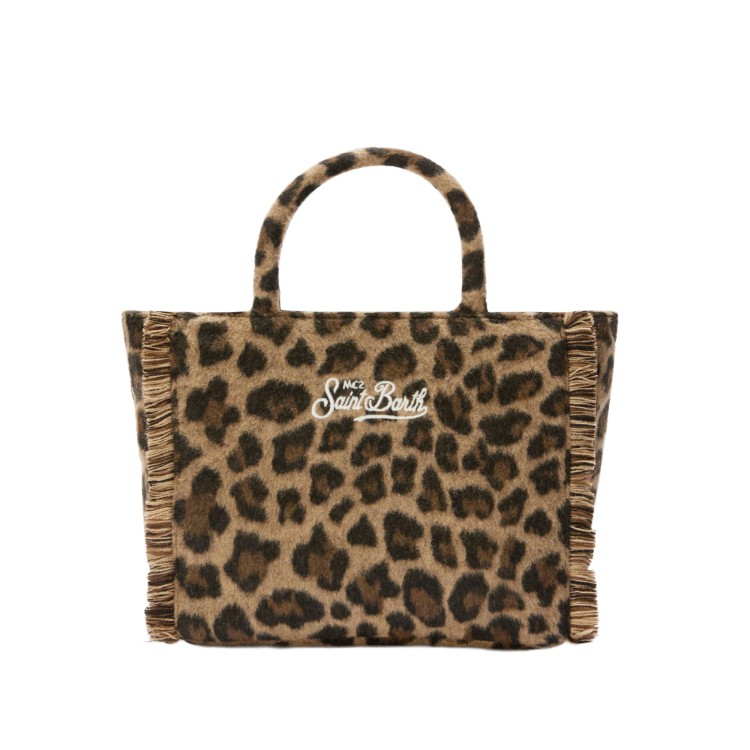 SAINT BARTH Borsa Colette leopardata misto lana bambina