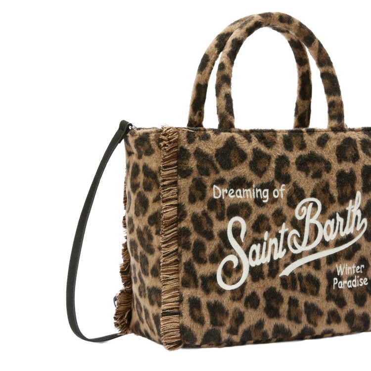 SAINT BARTH Borsa Colette leopardata misto lana bambina