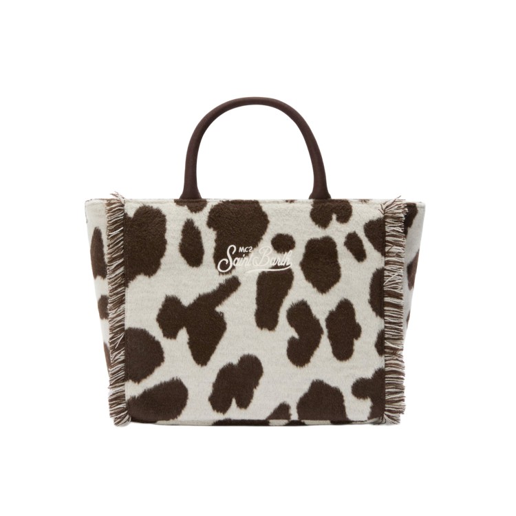 SAINT BARTH Borsa Colette motivo mucca misto lana bambina