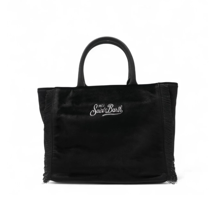 SAINT BARTH Borsa Colette velvet nera bambina