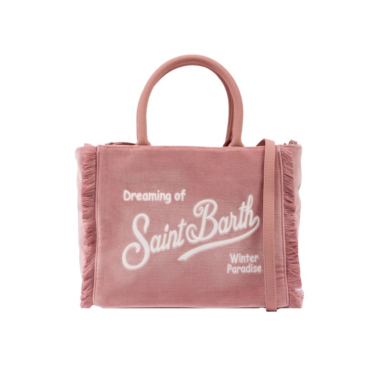 SAINT BARTH Borsa Colette velvet rosa bambina