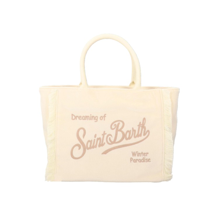 SAINT BARTH Borsa Colette velvet panna bambina