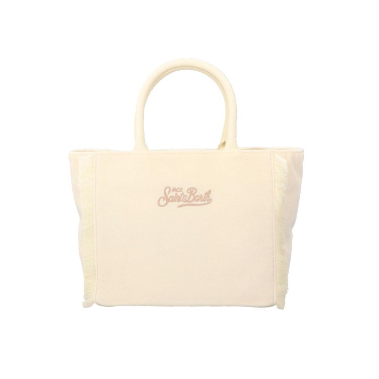 SAINT BARTH Borsa Colette velvet panna bambina