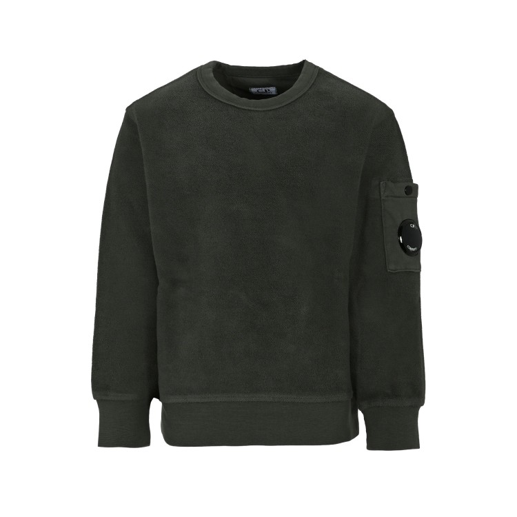 C.P. COMPANY Felpa verde girocollo Lens bambini